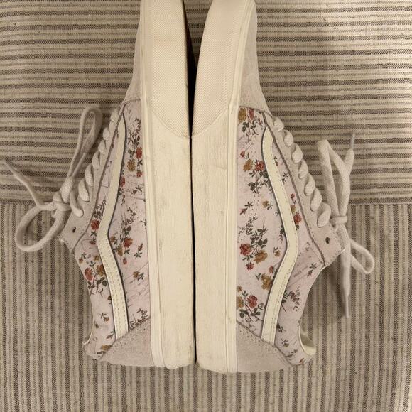 White and grey Vans Old Skool floral trainers mens 9.5 /womens 11 - Picture 4 of 8